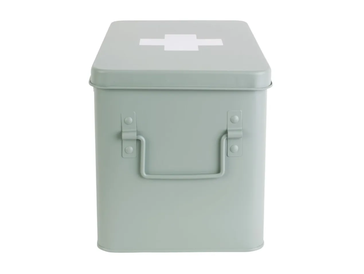 Medicine storage box large metal matt grayed jade