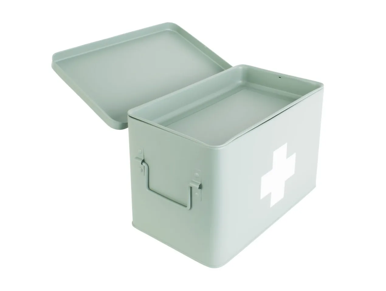 Medicine storage box large metal matt grayed jade