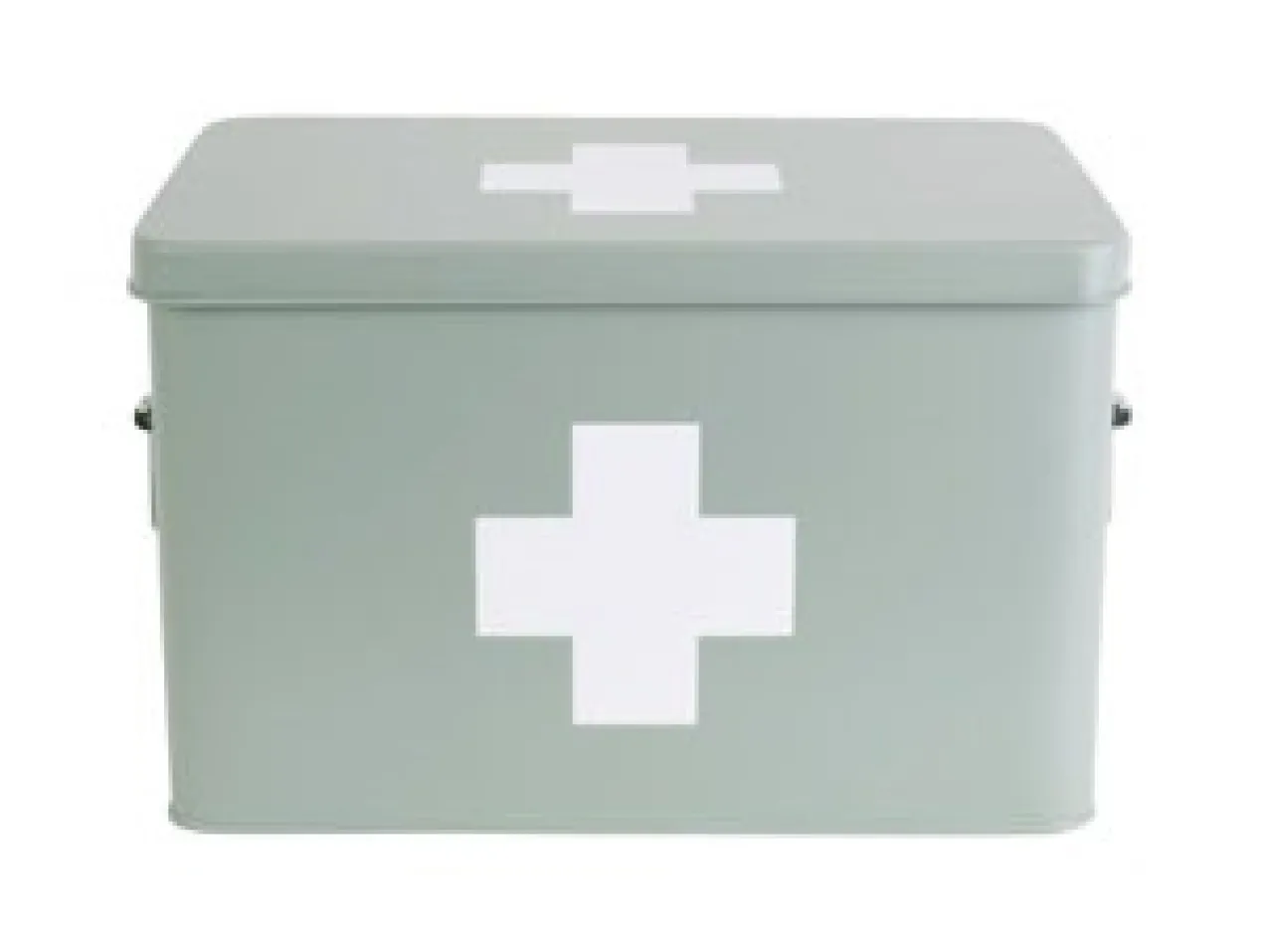 Medicine storage box large metal matt grayed jade