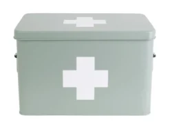 Medicine storage box large metal matt grayed jade
