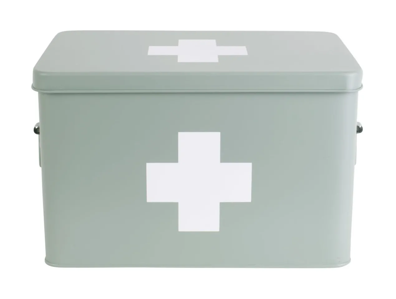 Medicine storage box large metal matt grayed jade