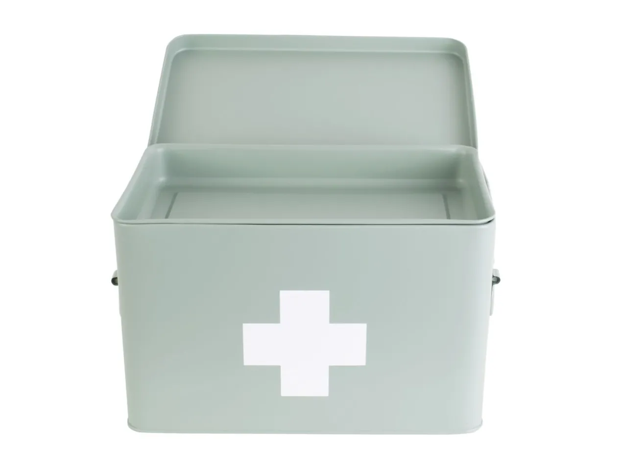 Medicine storage box large metal matt grayed jade