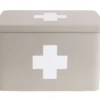 Medicine storage box large metal matt warm grey