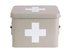 Medicine storage box medium metal matt warm grey