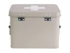 Medicine storage box medium metal matt warm grey