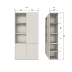 Meggy opbergkast rechts 108 cm grenen dust [fsc]