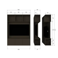 Meggy tv opbergkast 160 cm grenen middenbruin [fsc]
