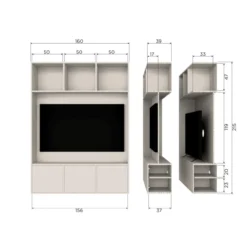 Meggy tv opbergkast 160 cm grenen dust [fsc]