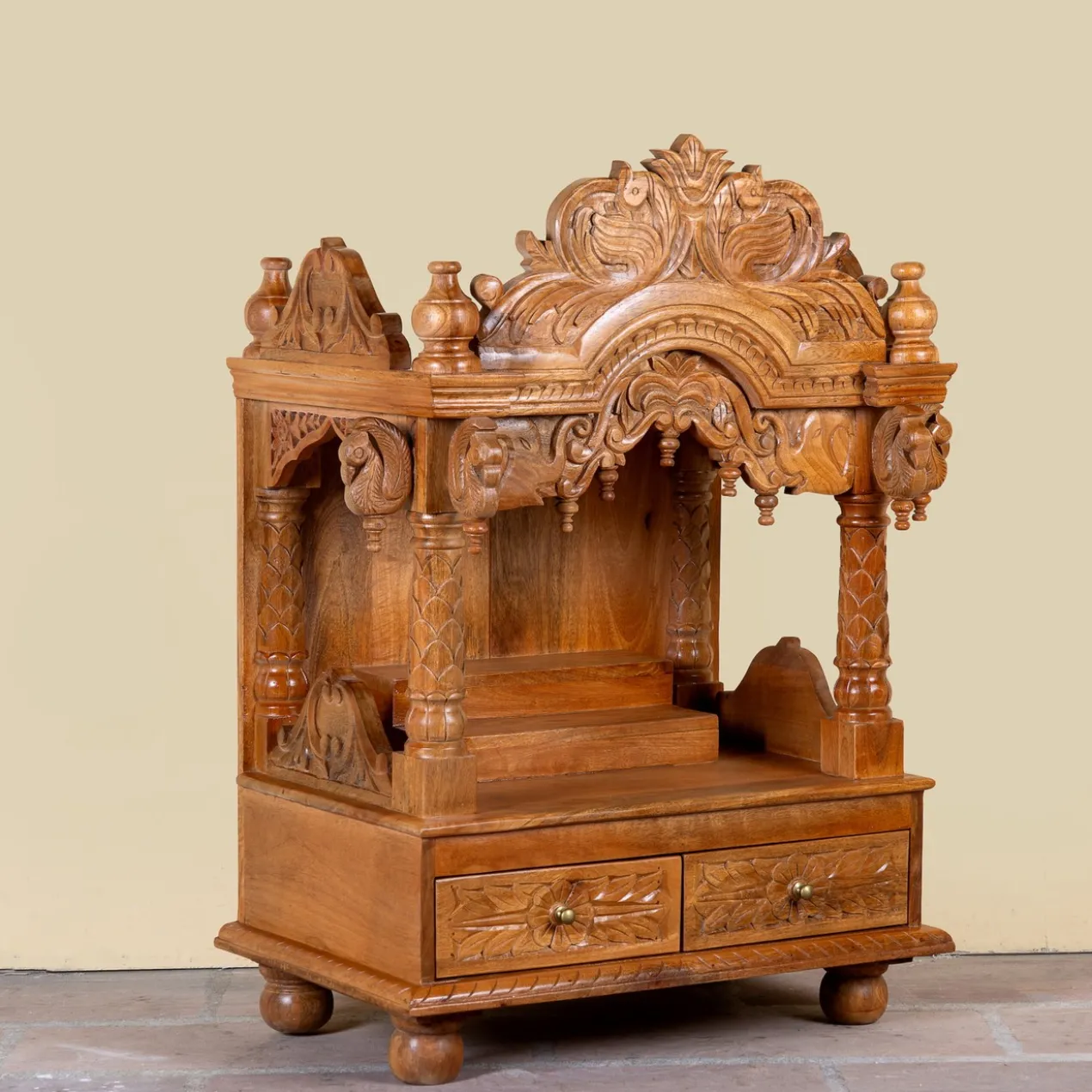 Meher - Handgesneden Mandir van Mangohout