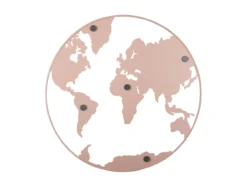 Memo board World Map w. magnets iron light pink