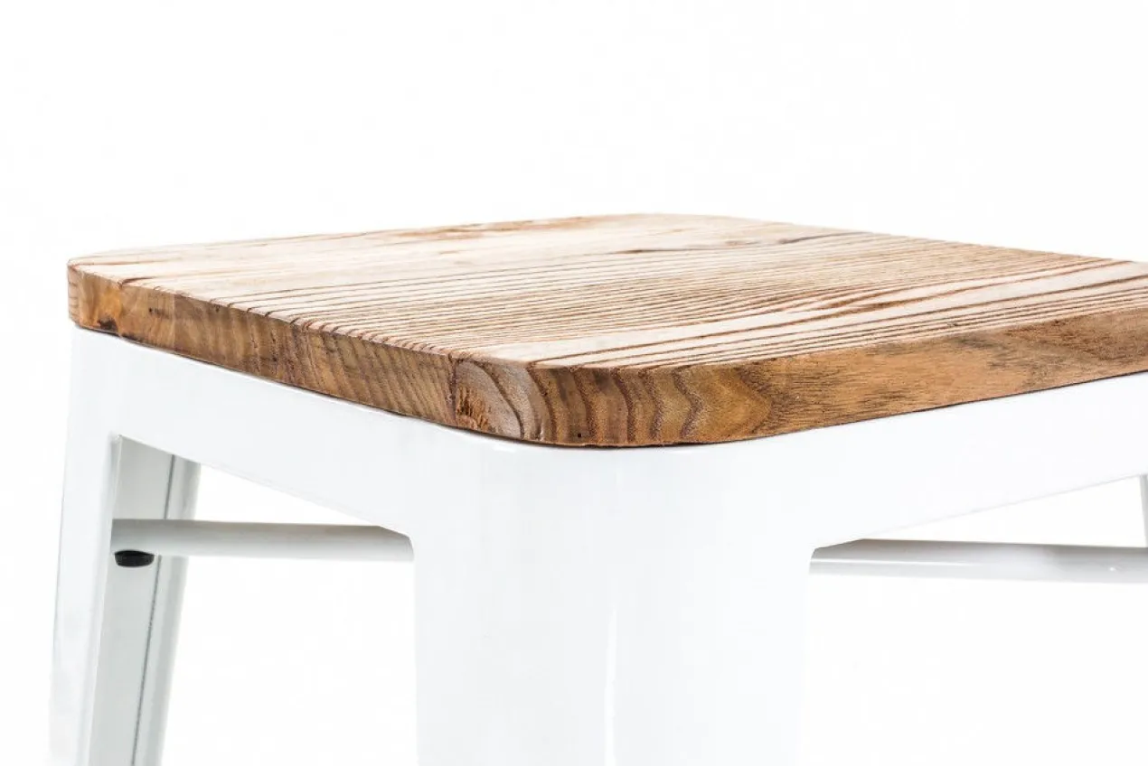 Metalen barkruk Café met houten zitting (zithoogte 77 cm) Zwart