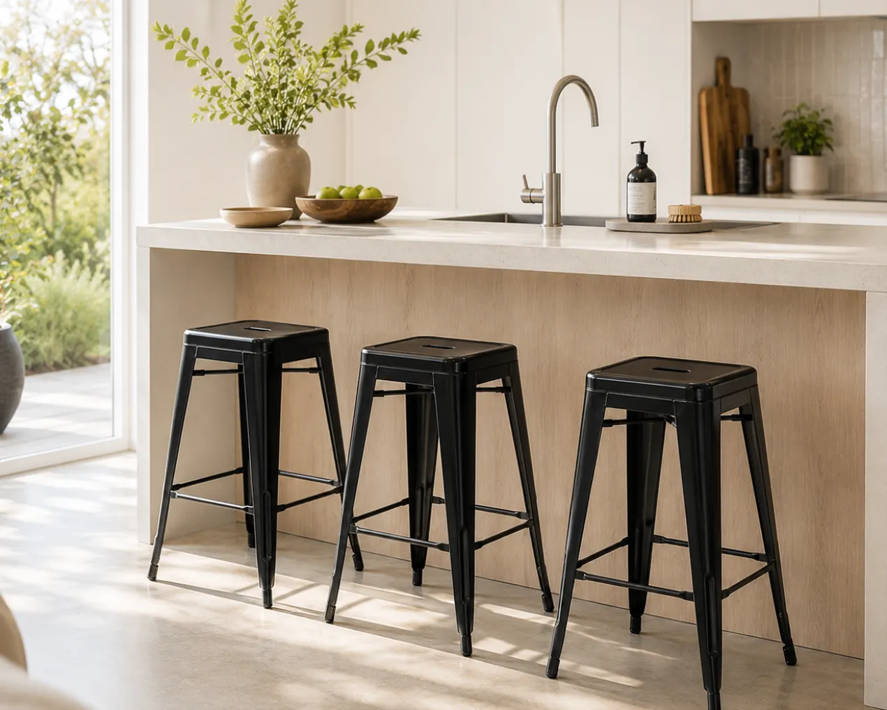 Metalen barkruk Café (zithoogte 65 cm) Zwart