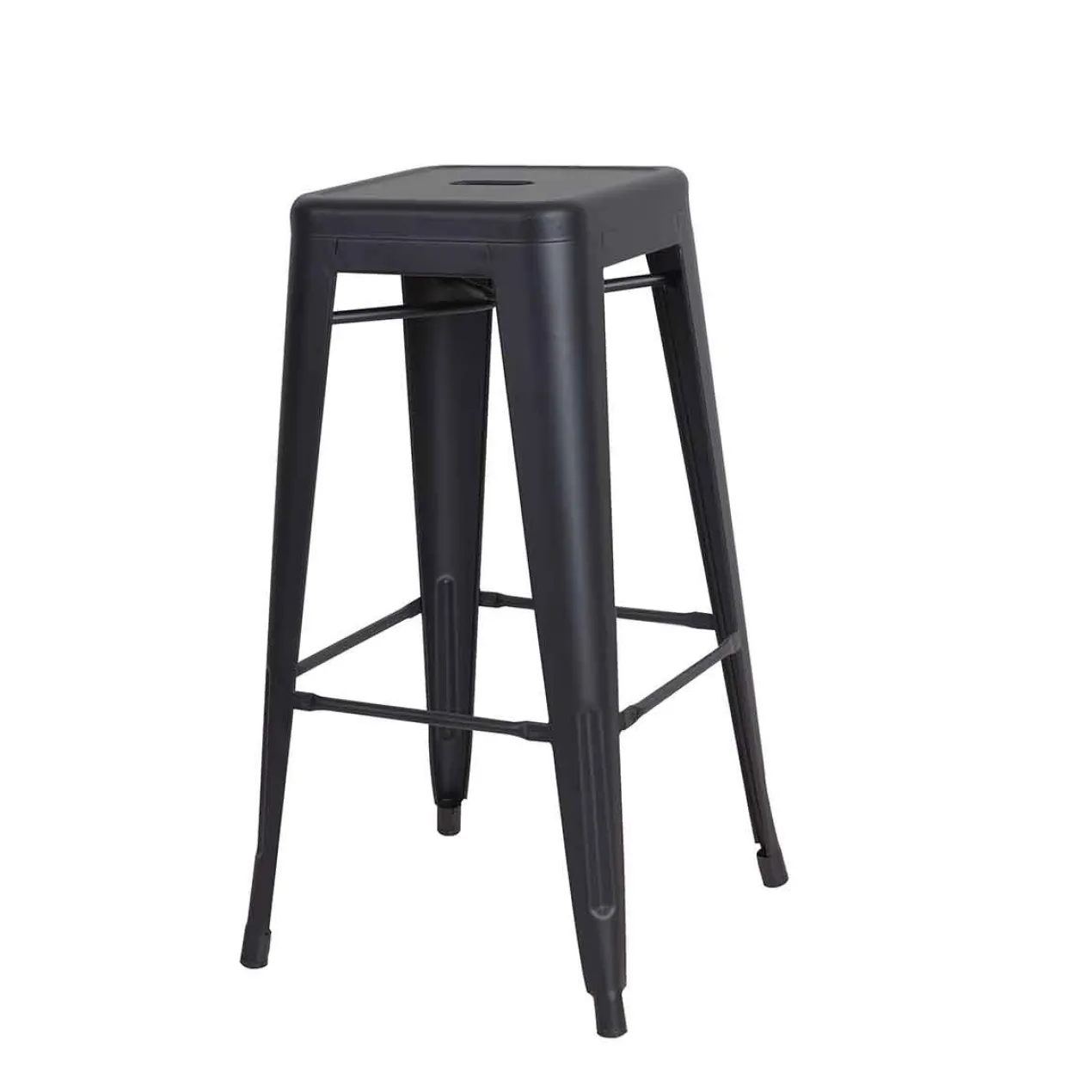 Metalen barkruk Café (zithoogte 77 cm) Mat zwart