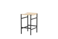 Metalen barkruk Roan - met rotan zitting - 66 cm Zwart