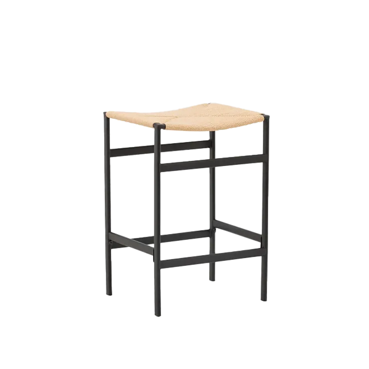 Metalen barkruk Roan zwart - met rotan zitting - 66 cm