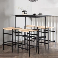 Metalen barkruk Roan zwart - met rotan zitting - 66 cm