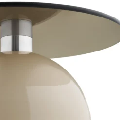 Metalen bijzettafel Raiza beige met glazen blad - Ø40