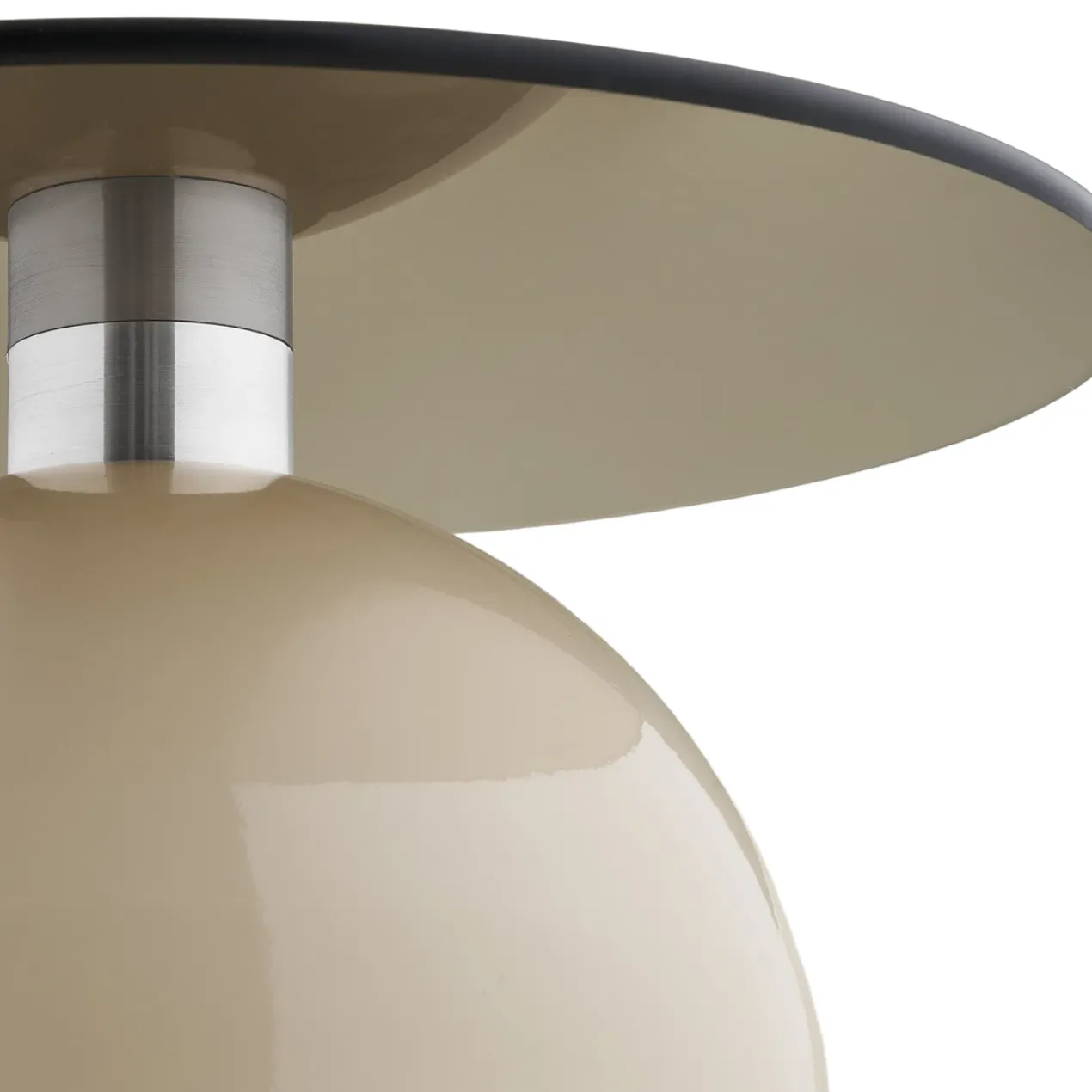 Metalen bijzettafel Raiza beige met glazen blad - Ø40