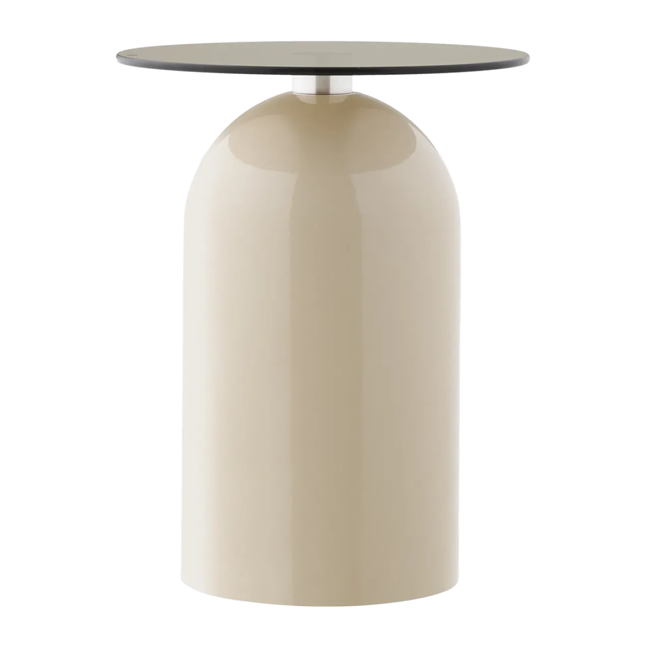 Metalen bijzettafel Raiza beige met glazen blad - Ø40