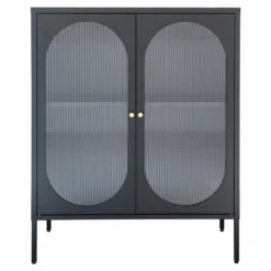 Metalen vitrinekast Abbey - 90 x 110 cm Zwart