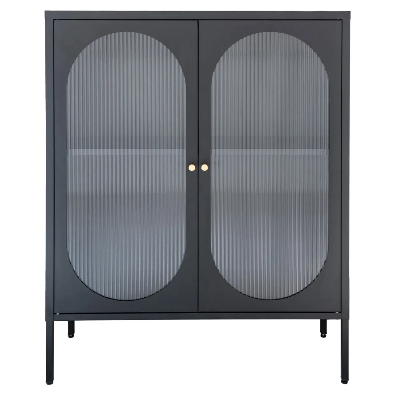Metalen vitrinekast Abbey - 90 x 110 cm Zwart