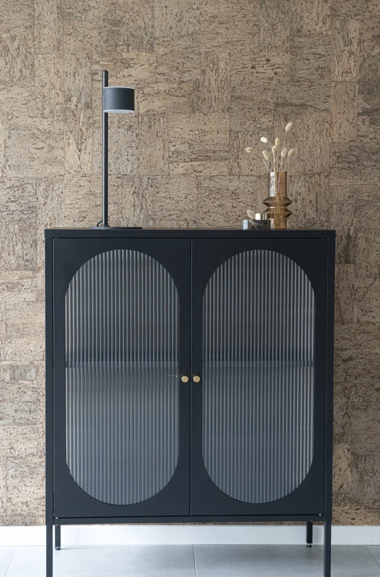 Metalen vitrinekast Abbey - 90 x 110 cm Zwart