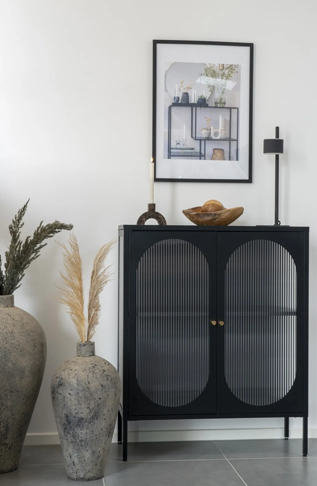 Metalen vitrinekast Abbey - 90 x 110 cm Zwart