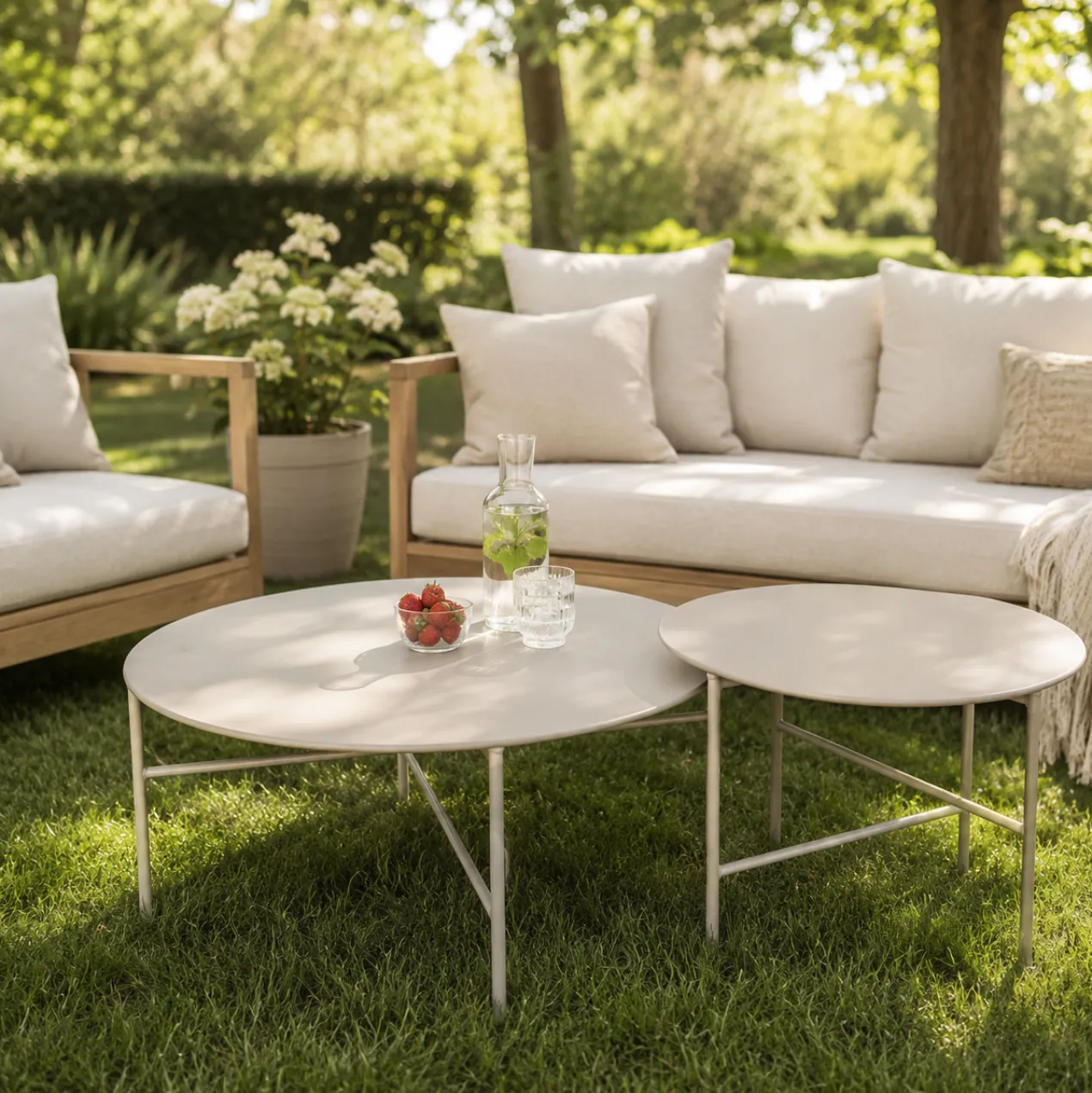 Mila metalen tuin salontafel grijs - Ø 50 cm