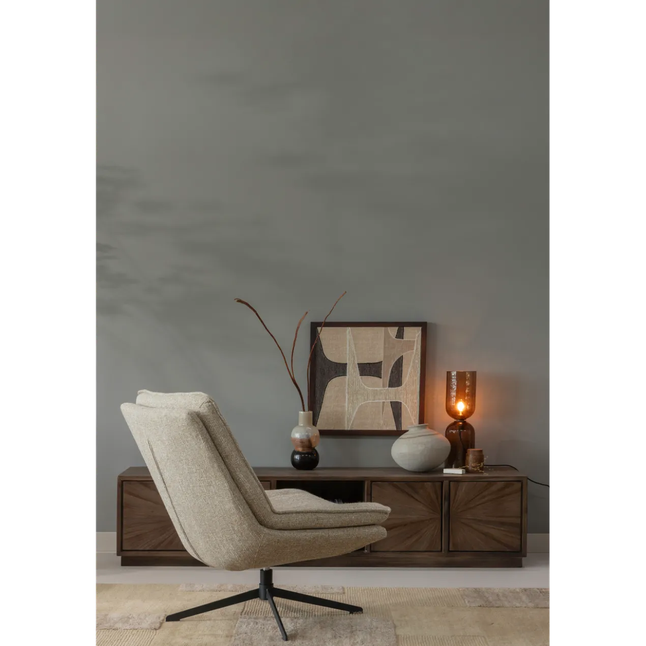 Milaro draaifauteuil naturel melange