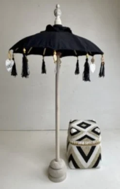 Mini parasol bamboe tafelmodel wit