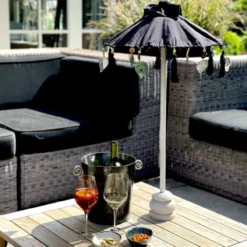 Mini parasol bamboe tafelmodel zwart
