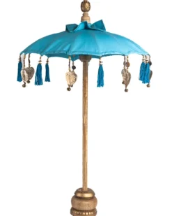 Mini parasol bamboe tafelmodel turquoise