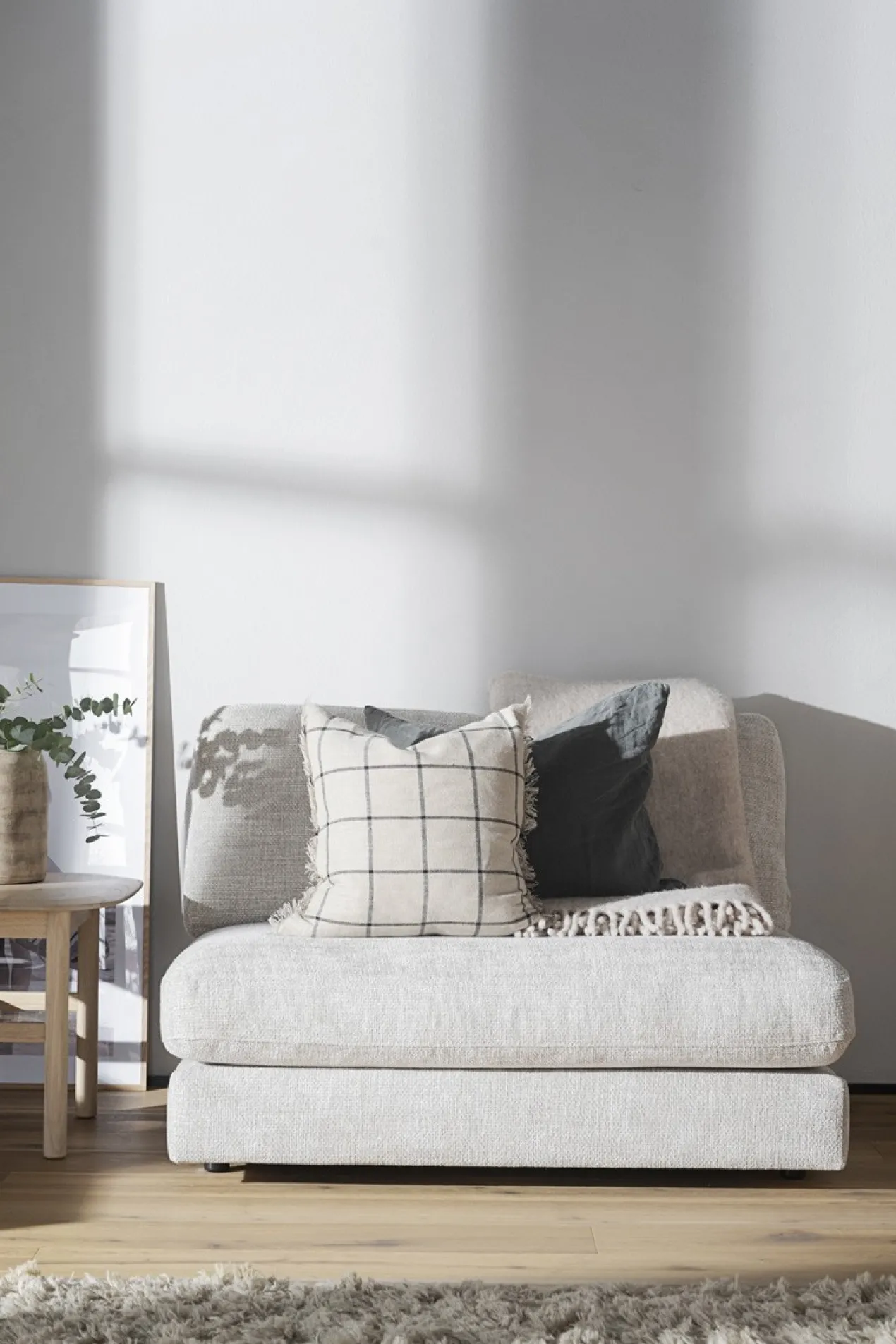 Modulair bankelement Duncan - 112 cm Lichtgrijs/beige