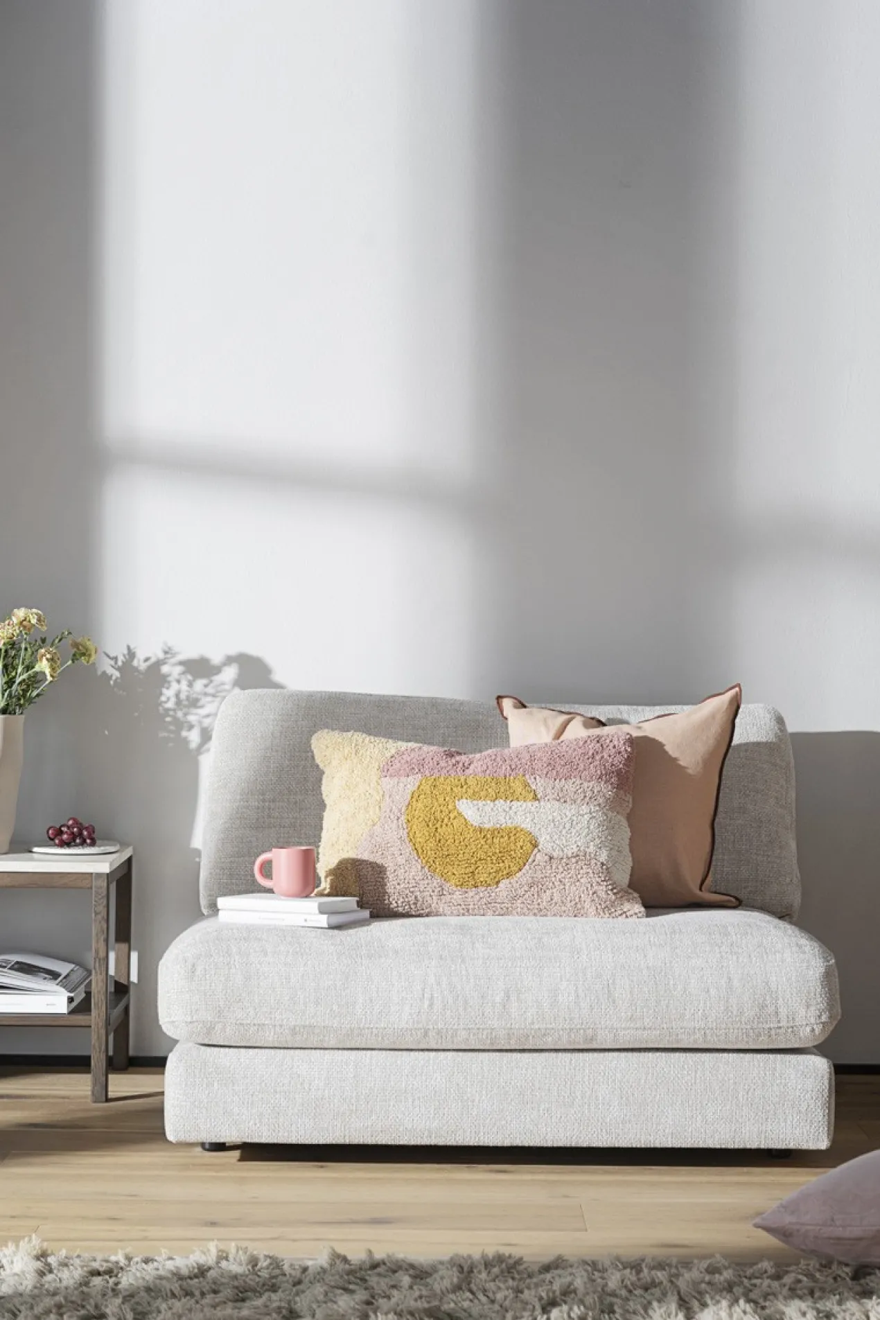 Modulair bankelement Duncan - 112 cm Lichtgrijs/beige