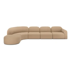 Modulaire bank Bulky hoek links ronde footstool light sepia