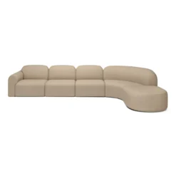 Modulaire bank Bulky hoek rechts ronde footstool almond