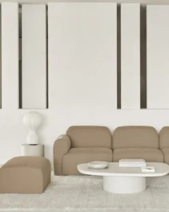 Modulaire bank Bulky rechts 45° hoek voetenbank light sepia