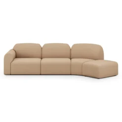 Modulaire bank Bulky rechts 45° hoek voetenbank light sepia
