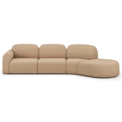 Modulaire bank Bulky rechts 45° hoek ronde voet light sepia
