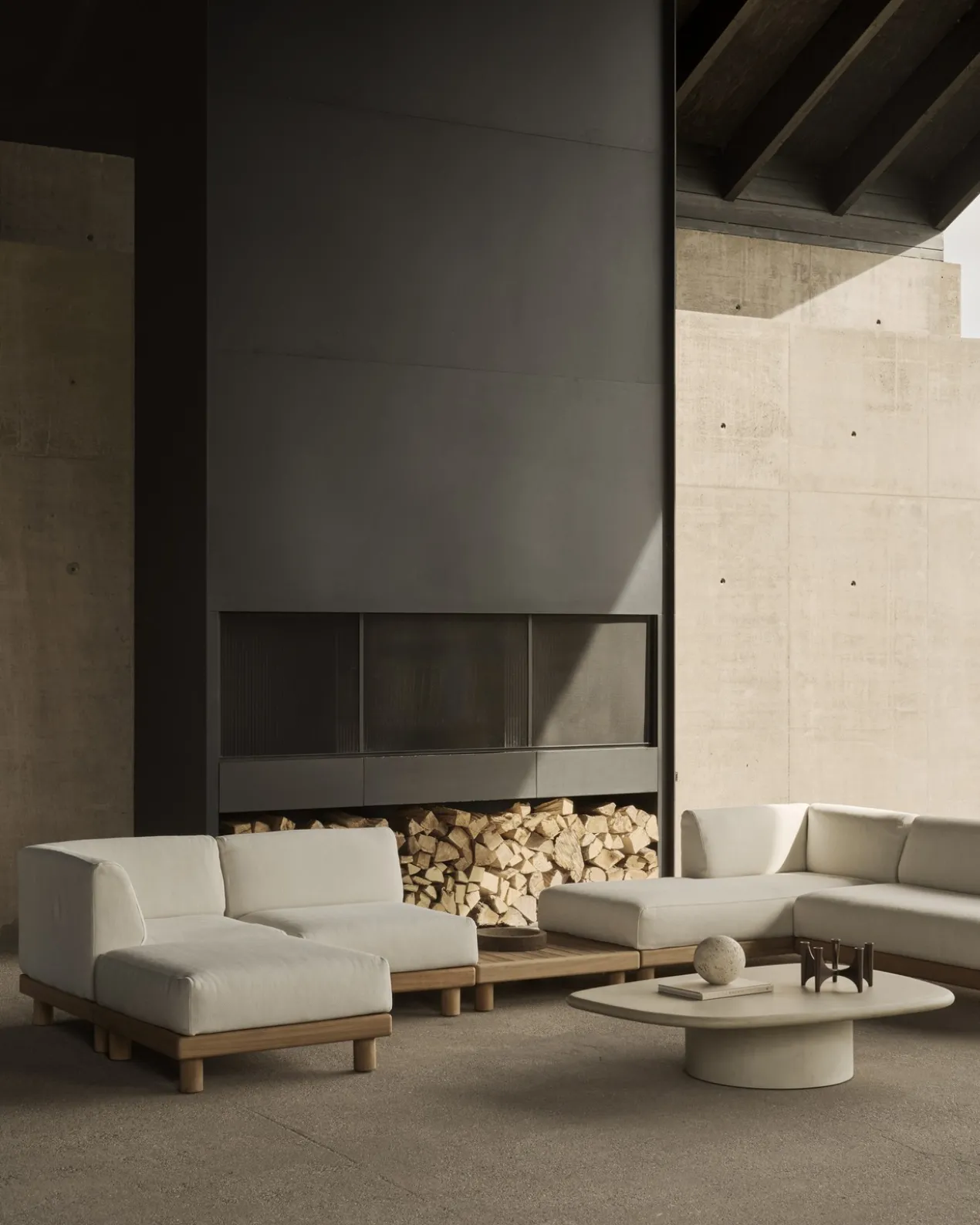 Modulaire bank Monocle outdoor wit loungebed R arm