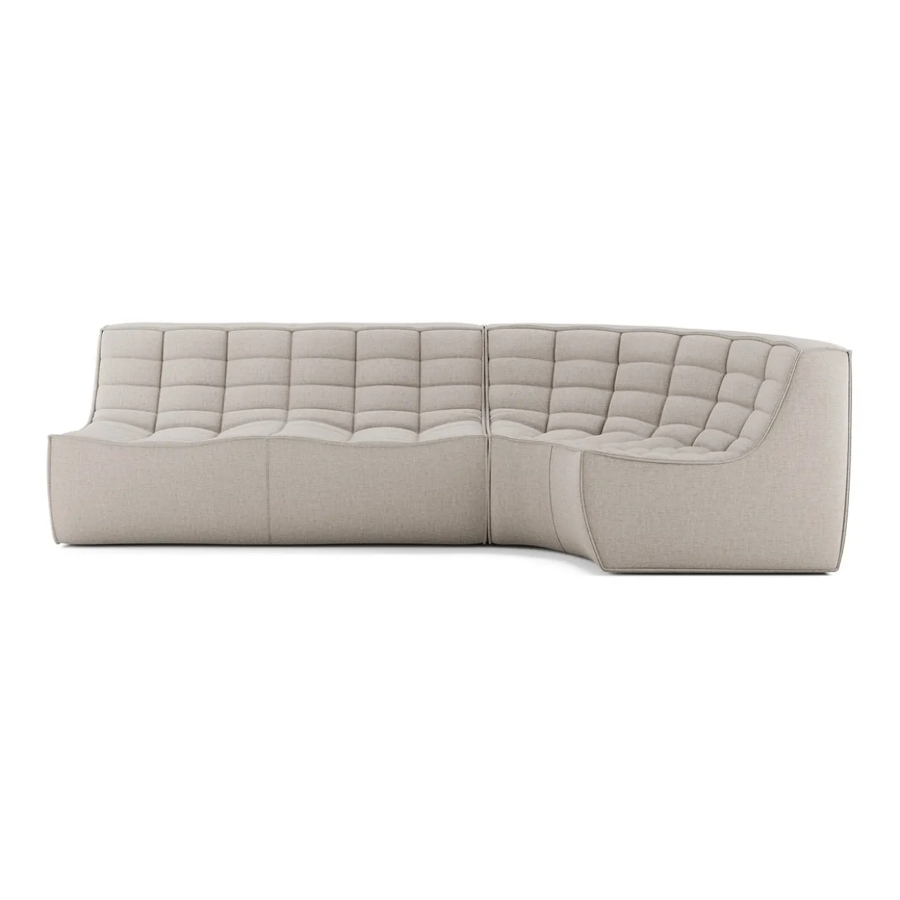 Modulaire bank N701 beige set 2 seat 90° ronde hoek
