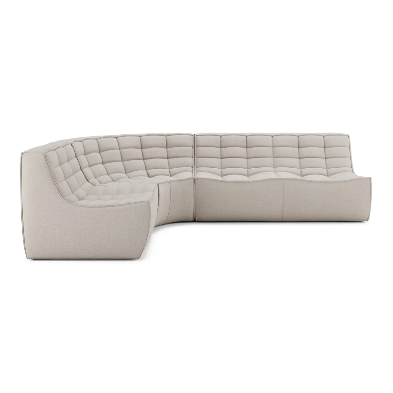 Modulaire bank N701 beige set 1 + 2 seat 90° ronde hoek