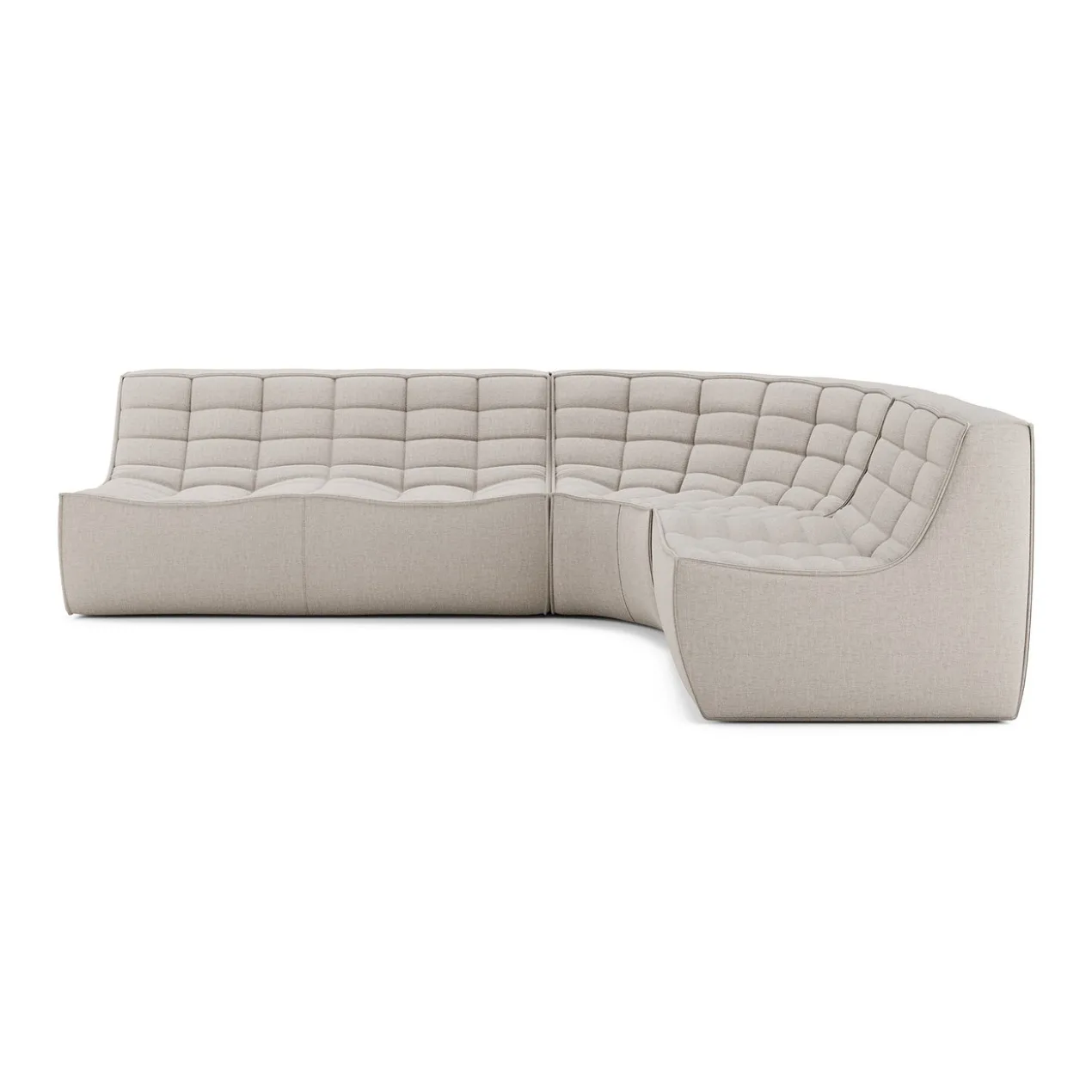 Modulaire bank N701 beige set 1 + 2 seat 90° ronde hoek