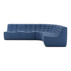 Modulaire bank N701 blue set 1 + 2 seat 90° ronde hoek