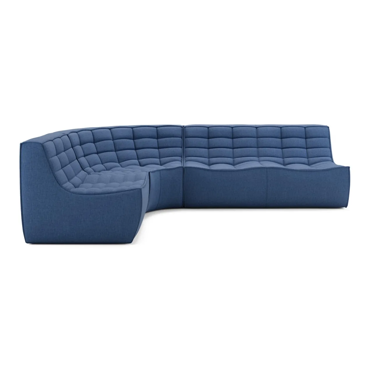 Modulaire bank N701 blue set 1 + 2 seat 90° ronde hoek
