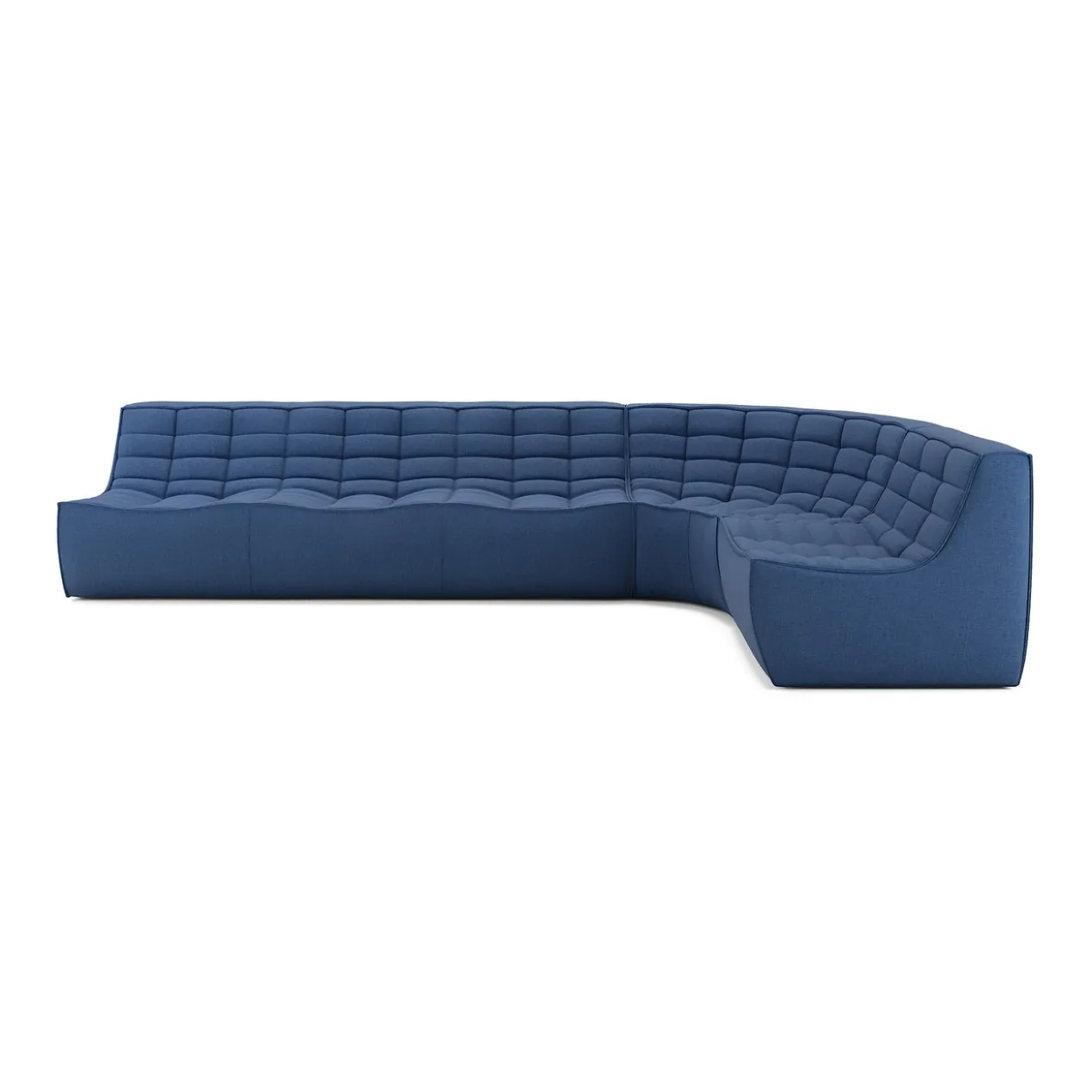 Modulaire bank N701 blue set 1 + 3 seat, 90° ronde hoek
