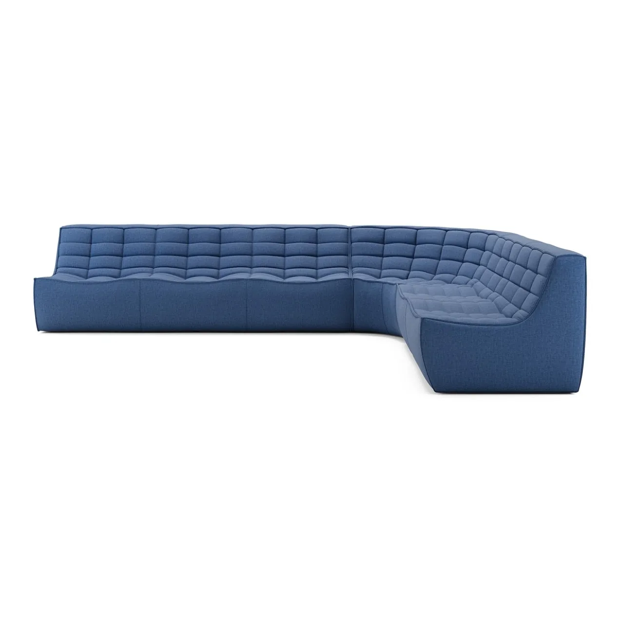 Modulaire bank N701 blue set 2 + 3 seat, 90° ronde hoek