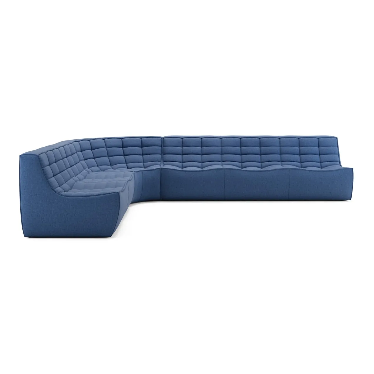 Modulaire bank N701 blue set 2 + 3 seat, 90° ronde hoek