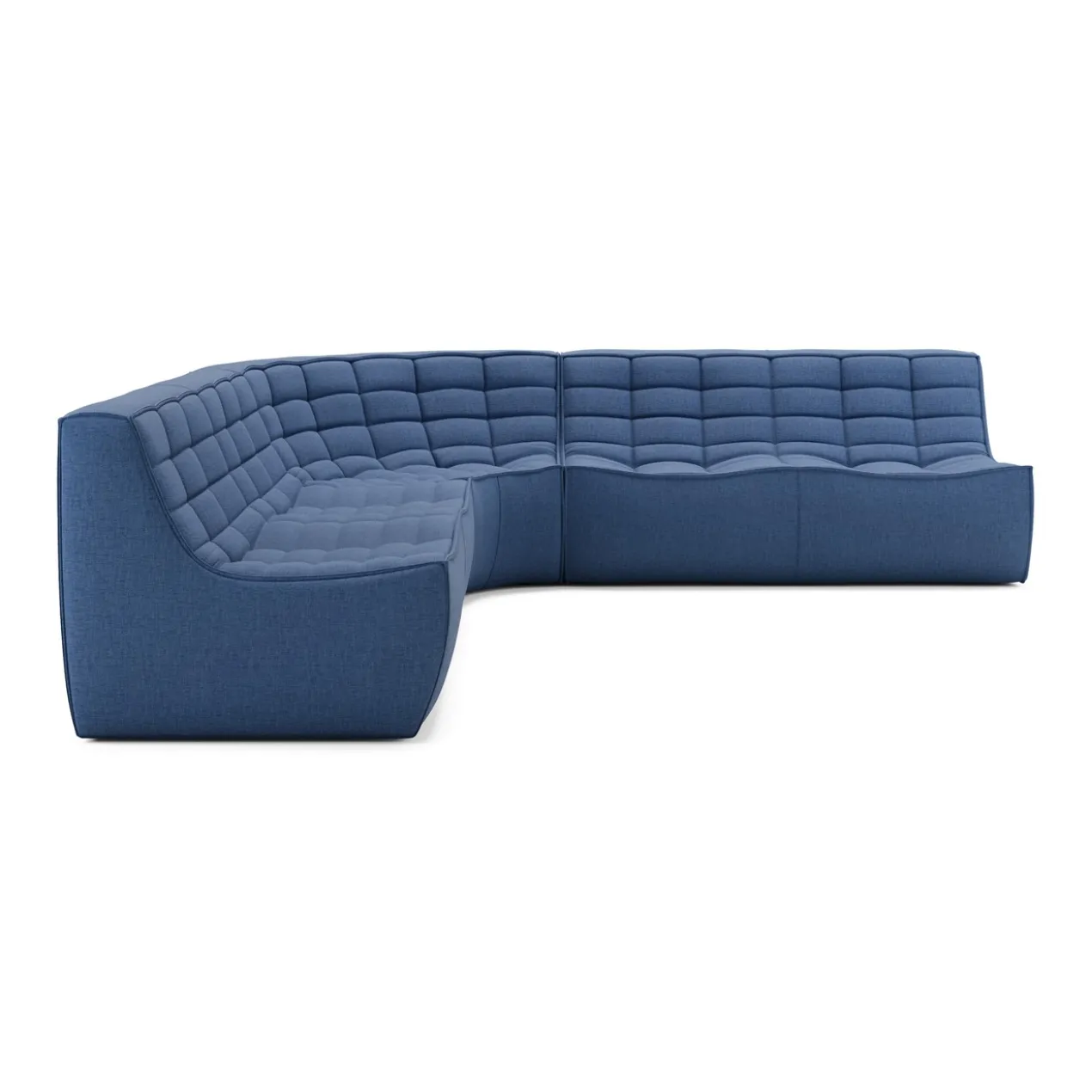 Modulaire bank N701 blue set 2x2 seat 90° ronde hoek