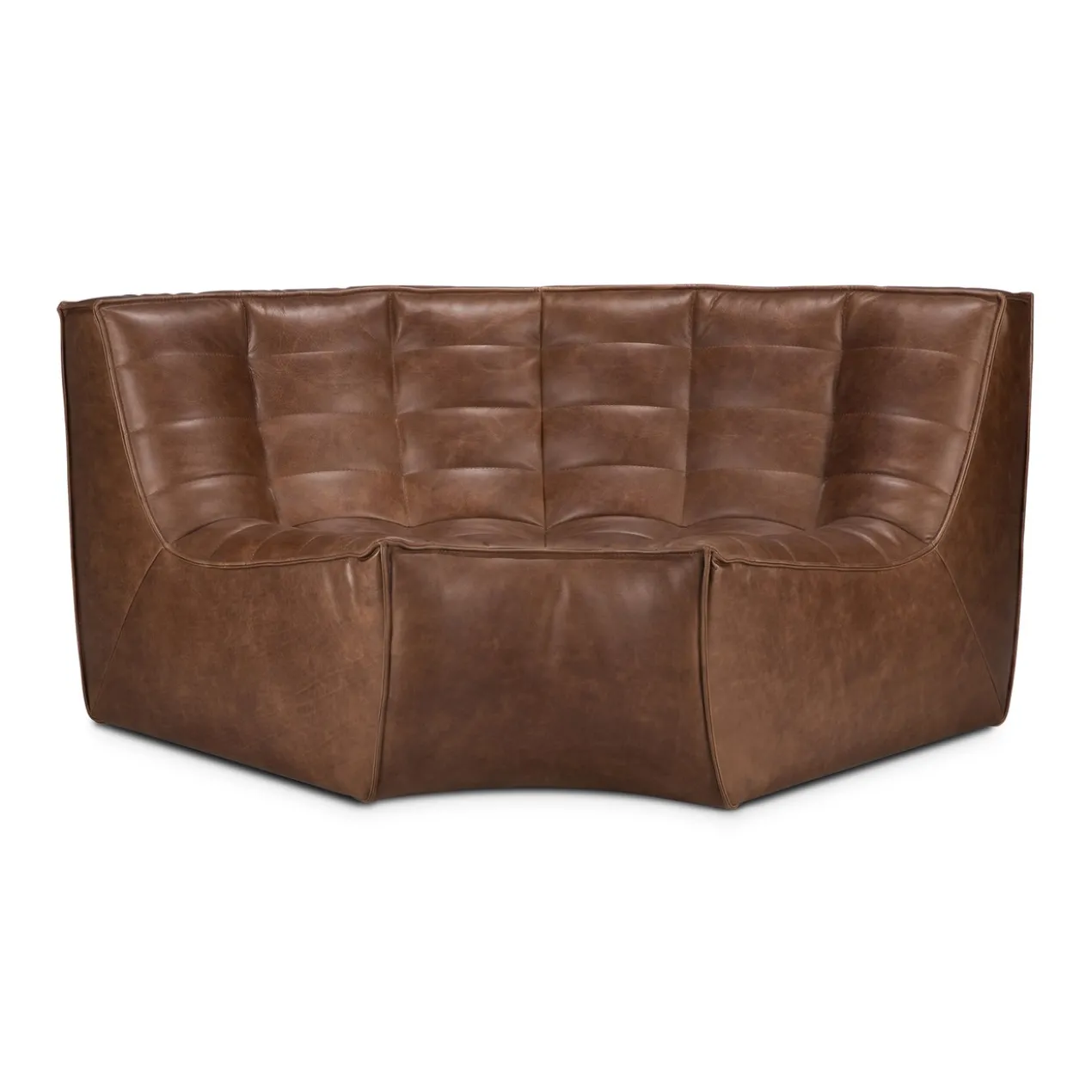 Modulaire bank N701 chestnut 2+3 seat, 90° ronde hoek
